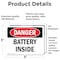 Signmission Battery Inside Danger Sign, Vinyl Decal, 5in W x 3.5in L, 2PK OS-2PACK-DS-D-35-L-2078 - alternate 6
